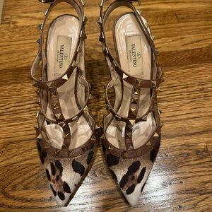 Valentino Brown Stiletto Heels with Strappy Design